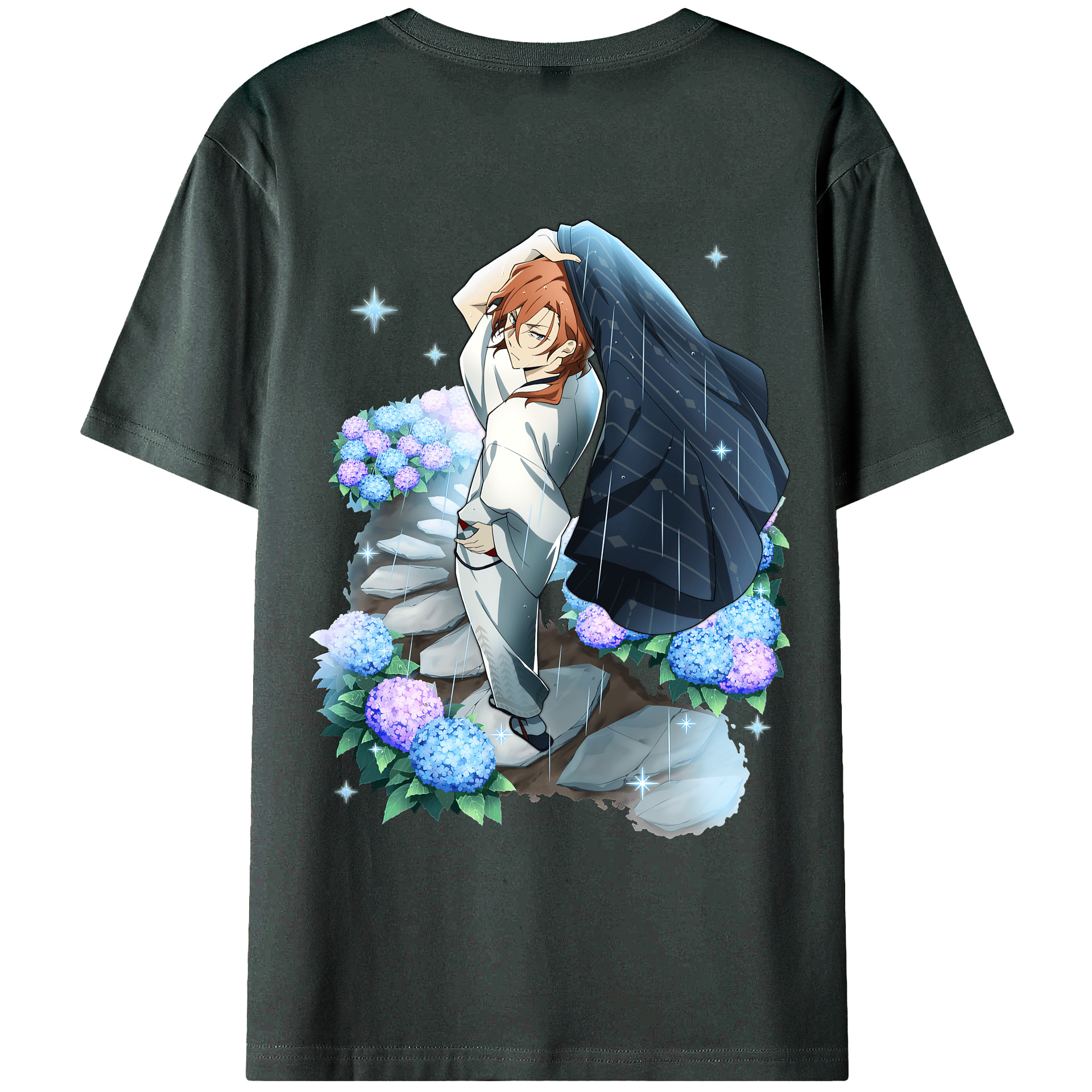 （画像用） 文豪ストレイドッグス Bungo Stray Dogs 綿100％ メンズ半袖Tシャツ（バックプリント） 通気性